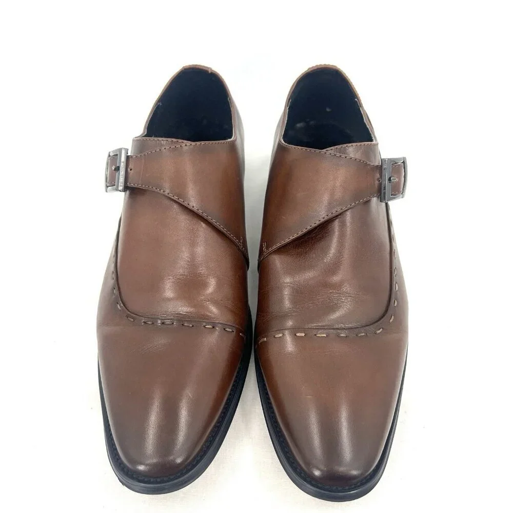 Polo Ralph Lauren Monk Strap Brown Leather Oxford Loafer Men’s 9 - Picture 6 of 11